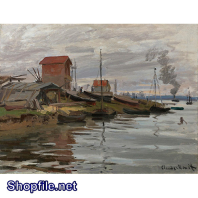 Tranh sơn dâu ngôi làng ven sông